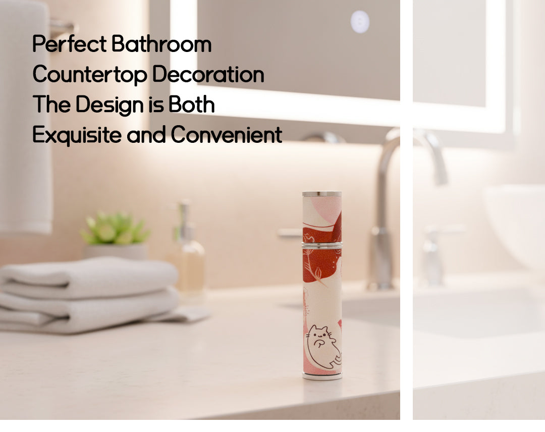 10ml Cat & Floral Portable Perfume Bottle β Refillable Travel Atomizer with Soft Lambskin Texture