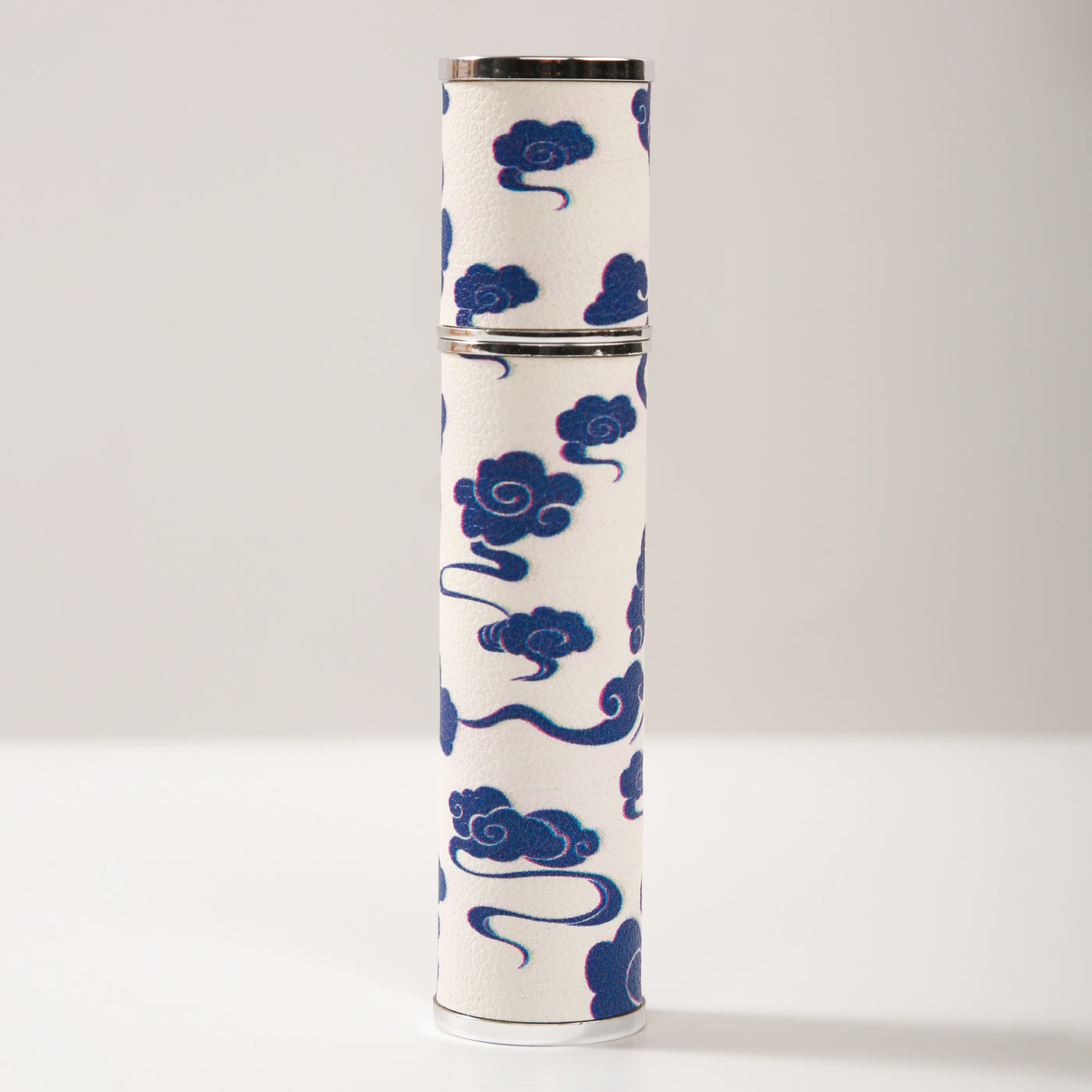 Blue Cloud Leather Perfume Atomizer 10ml – Refillable Glass Inner Bottle with Chinese-Inspired Design (10ml)